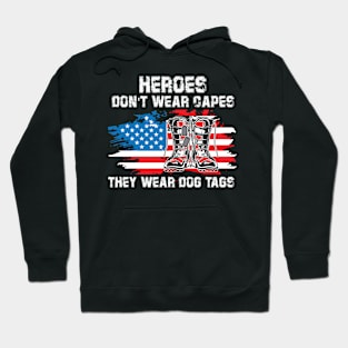 Heroes Wear Dog Tag & Combat Boots Veterans Hoodie